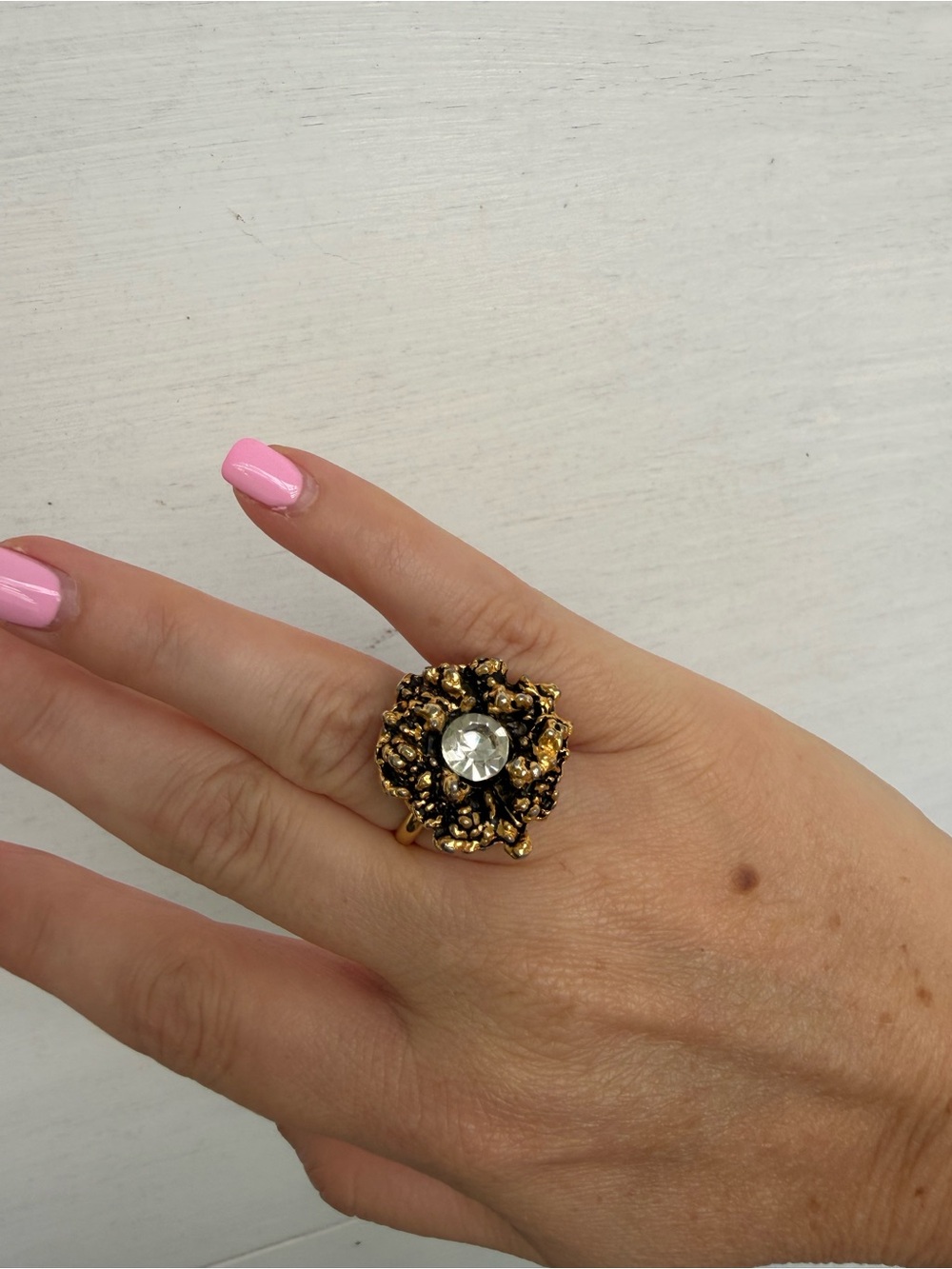 Vintage Ring 1970s Brutalist Gold Nugget